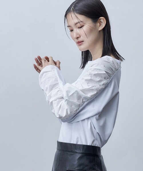 Firsthand（ファーストハンド）の「Firsthand/ファーストハンド オーガニックコットン天竺ギャザースリーブロンT（Tシャツ/カットソー・レディース・ブラック/ホワイト/ピンク・ﾌﾘ-）」の20枚目の写真