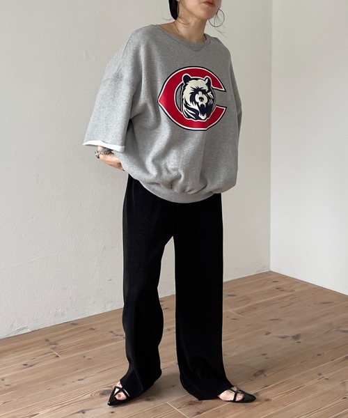wee9s（ウィークス）の「"KUMA" half sleeve sweat tee（スウェット・レディース・グレー/ネイビー・FREE）」の16枚目の写真