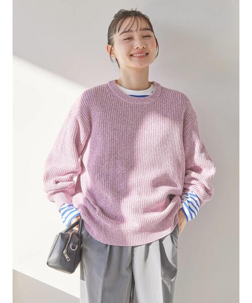 セール】片畦クルーネックニットプルオーバー（ニット/セーター