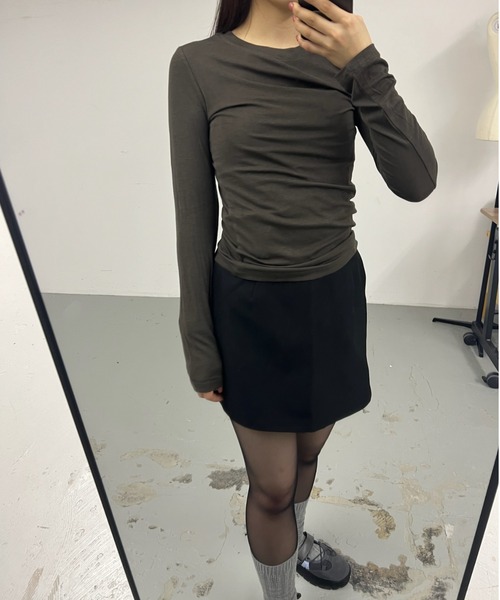 GIUNON（ジウノン）の「stretch sheer tops / ストレッチシアートップス（Tシャツ/カットソー・レディース・カーキ/ブルー/アイボリー・FREE）」の9枚目の写真