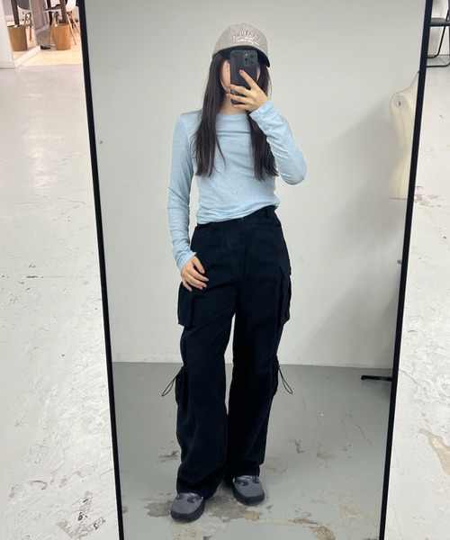 GIUNON（ジウノン）の「stretch sheer tops / ストレッチシアートップス（Tシャツ/カットソー・レディース・カーキ/ブルー/アイボリー・FREE）」の7枚目の写真