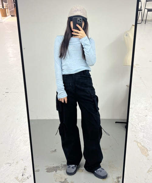 GIUNON（ジウノン）の「stretch sheer tops / ストレッチシアートップス（Tシャツ/カットソー・レディース・カーキ/ブルー/アイボリー・FREE）」の10枚目の写真