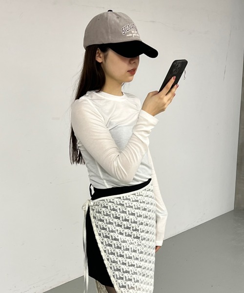 GIUNON（ジウノン）の「stretch sheer tops / ストレッチシアートップス（Tシャツ/カットソー・レディース・カーキ/ブルー/アイボリー・FREE）」の8枚目の写真