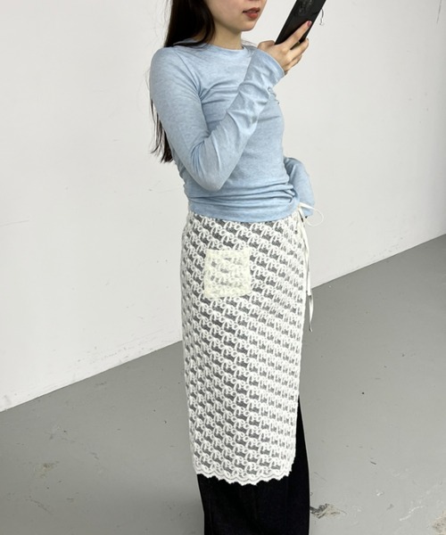 GIUNON（ジウノン）の「stretch sheer tops / ストレッチシアートップス（Tシャツ/カットソー・レディース・カーキ/ブルー/アイボリー・FREE）」の12枚目の写真