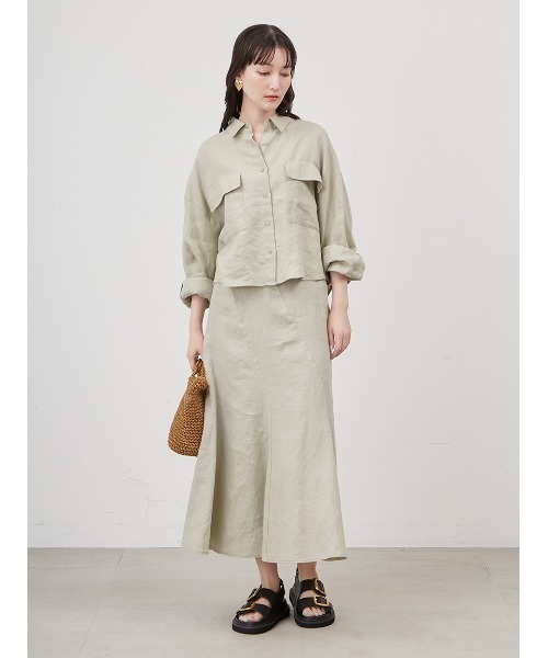 Rene ❁ フレンチリネン お花ボタンスカート38 Rene ❁ フレンチリネン お花ボタンスカート38