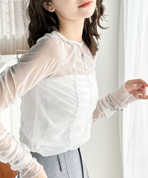 classicalelf | 大人フェミニン。前後2way ラメチュールギャザートップス(Tシャツ/カットソー)