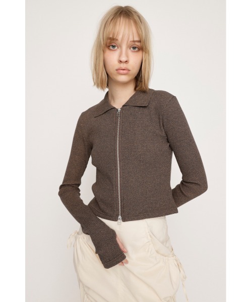 SLY（スライ）の「FRONT ZIP CUT TOPS フロント ジップ カット