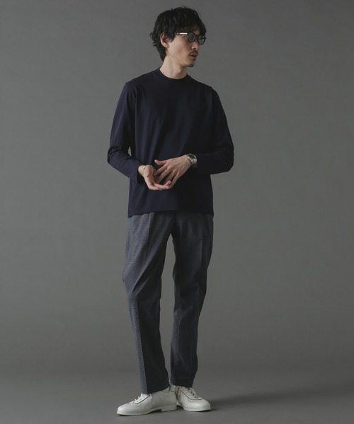 NANO universe（ナノユニバース）の「ジャケT(R) クルーネック 長袖（Tシャツ/カットソー・メンズ・グレー/ブラック/ホワイト/ネイビー・S/M/L/XL）」の4枚目の写真