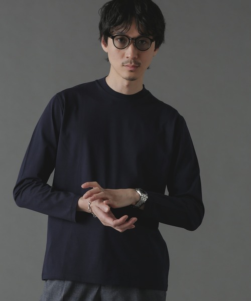 NANO universe（ナノユニバース）の「ジャケT(R) クルーネック 長袖（Tシャツ/カットソー・メンズ・グレー/ブラック/ホワイト/ネイビー・S/M/L/XL）」の12枚目の写真