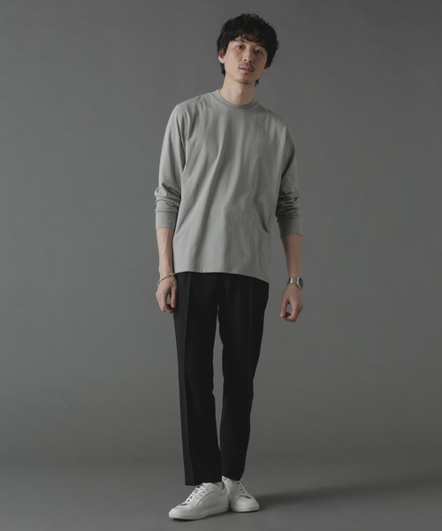 NANO universe（ナノユニバース）の「ジャケT(R) クルーネック 長袖（Tシャツ/カットソー・メンズ・グレー/ブラック/ホワイト/ネイビー・S/M/L/XL）」の22枚目の写真