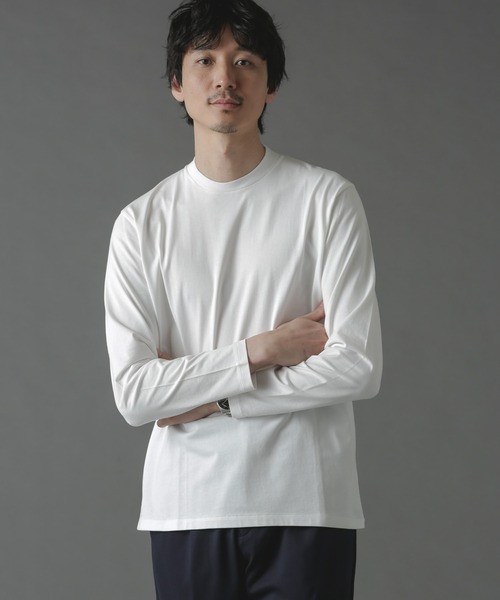 NANO universe（ナノユニバース）の「ジャケT(R) クルーネック 長袖（Tシャツ/カットソー・メンズ・グレー/ブラック/ホワイト/ネイビー・S/M/L/XL）」の21枚目の写真