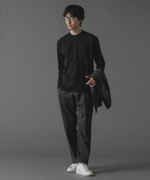 NANO universe（ナノユニバース）の「ジャケT(R) クルーネック 長袖（Tシャツ/カットソー・メンズ・グレー/ブラック/ホワイト/ネイビー・S/M/L/XL）」の6枚目の写真