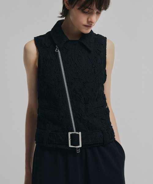 NOISE MAKER（ノイズメーカー）の「ノースリーブアイレットレースジャケット（ベスト・レディース・ホワイト/ブラック・FREE）」の13枚目の写真