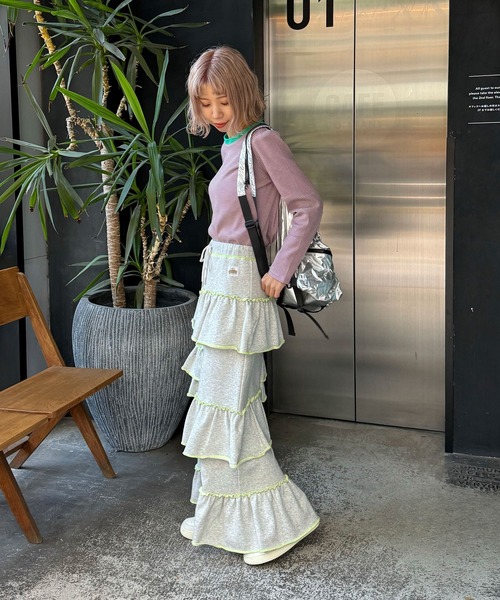 HELLO.SANFRANCISCO（ハローサンフランシスコ）の「【HELLO.SANFRANCISCO/ハローサンフランシスコ】ランダムフリルスウェットスカート（スカート・レディース・ライトグレー/オフホワイト・FREE）」の21枚目の写真