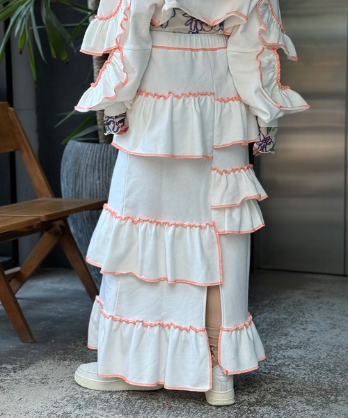 HELLO.SANFRANCISCO（ハローサンフランシスコ）の「【HELLO.SANFRANCISCO/ハローサンフランシスコ】ランダムフリルスウェットスカート（スカート・レディース・ライトグレー/オフホワイト・FREE）」の10枚目の写真