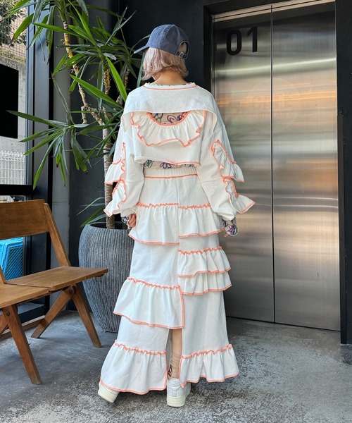 HELLO.SANFRANCISCO（ハローサンフランシスコ）の「【HELLO.SANFRANCISCO/ハローサンフランシスコ】ランダムフリルスウェットスカート（スカート・レディース・ライトグレー/オフホワイト・FREE）」の14枚目の写真