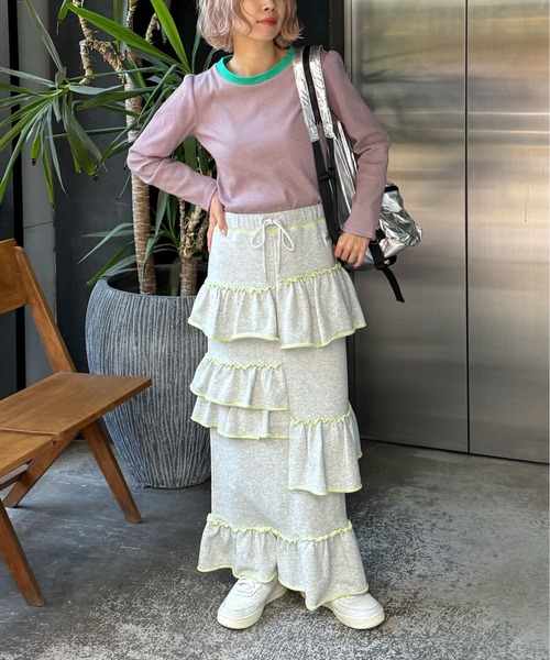 HELLO.SANFRANCISCO（ハローサンフランシスコ）の「【HELLO.SANFRANCISCO/ハローサンフランシスコ】ランダムフリルスウェットスカート（スカート・レディース・ライトグレー/オフホワイト・FREE）」の20枚目の写真