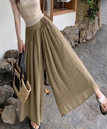 とろみパンツ レディース 綿麻スカンツ夏
