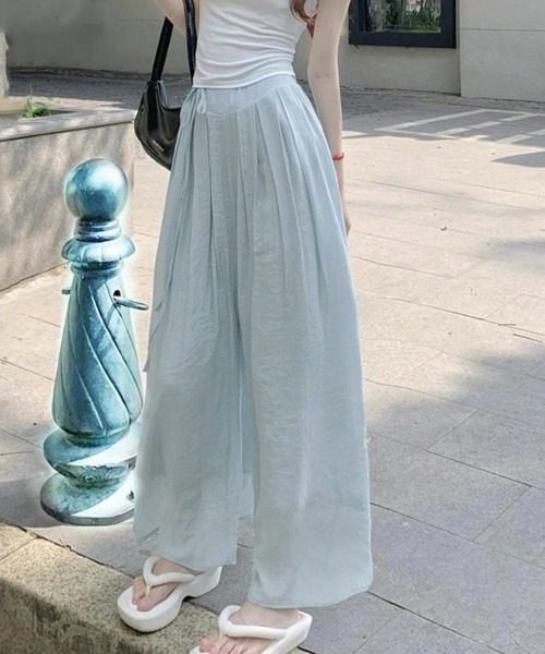 Miniministore(ミニミニストア)の「とろみパンツ レディース 綿麻スカンツ夏(スラックス・レディース・ブラック/アイボリー/ブラウン/ピンク/ライトブルー・FREE)」の5枚目の写真