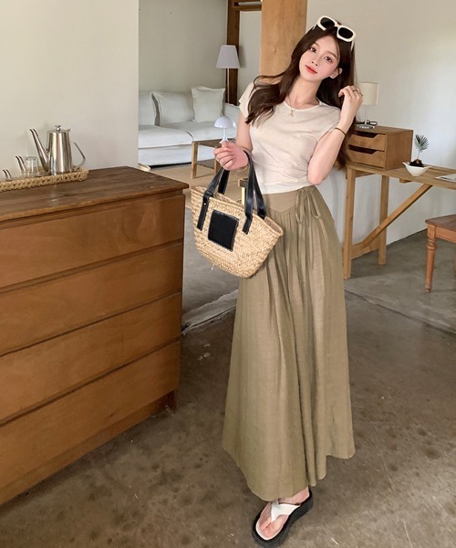 Miniministore(ミニミニストア)の「とろみパンツ レディース 綿麻スカンツ夏(スラックス・レディース・ブラック/アイボリー/ブラウン/ピンク/ライトブルー・FREE)」の7枚目の写真