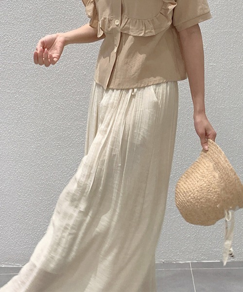 Miniministore(ミニミニストア)の「とろみパンツ レディース 綿麻スカンツ夏(スラックス・レディース・ブラック/アイボリー/ブラウン/ピンク/ライトブルー・FREE)」の12枚目の写真