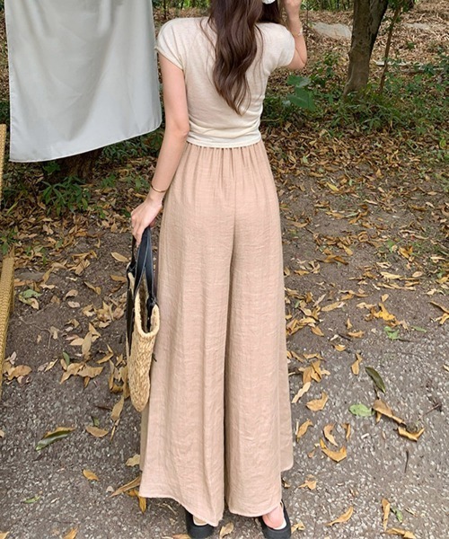 Miniministore(ミニミニストア)の「とろみパンツ レディース 綿麻スカンツ夏(スラックス・レディース・ブラック/アイボリー/ブラウン/ピンク/ライトブルー・FREE)」の15枚目の写真