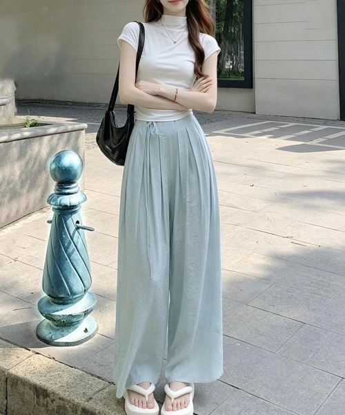 Miniministore(ミニミニストア)の「とろみパンツ レディース 綿麻スカンツ夏(スラックス・レディース・ブラック/アイボリー/ブラウン/ピンク/ライトブルー・FREE)」の19枚目の写真