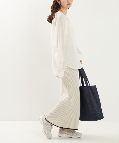 FREAK'S STORE（フリークスストア）の「限定展開　シワ加工 シアー ラグラン クルーネックプルオーバー（シャツ/ブラウス・レディース・ライトグレー/ブラック/オフホワイト/モカ・ﾌﾘ-）」の9枚目の写真