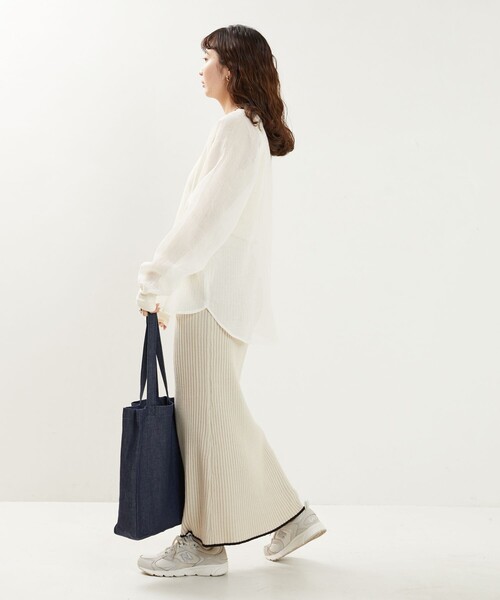 FREAK'S STORE（フリークスストア）の「限定展開　シワ加工 シアー ラグラン クルーネックプルオーバー（シャツ/ブラウス・レディース・ライトグレー/ブラック/オフホワイト/モカ・ﾌﾘ-）」の10枚目の写真