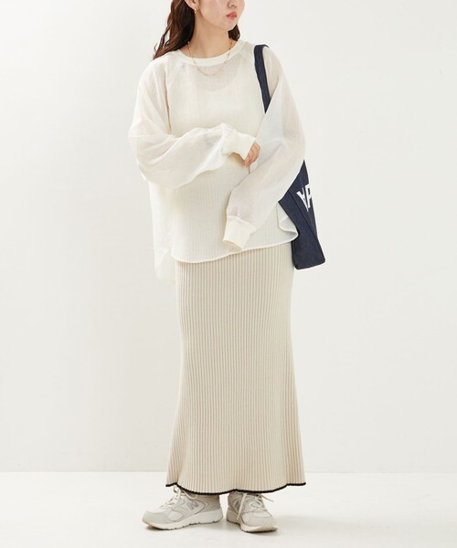 FREAK'S STORE（フリークスストア）の「限定展開　シワ加工 シアー ラグラン クルーネックプルオーバー（シャツ/ブラウス・レディース・ライトグレー/ブラック/オフホワイト/モカ・ﾌﾘ-）」の11枚目の写真