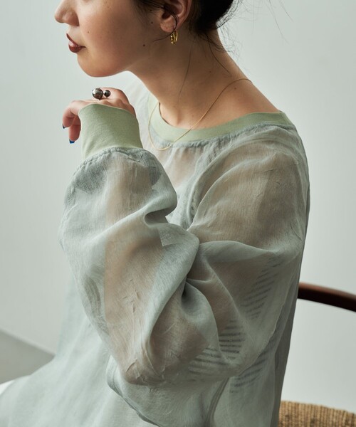 FREAK'S STORE（フリークスストア）の「限定展開　シワ加工 シアー ラグラン クルーネックプルオーバー（シャツ/ブラウス・レディース・ライトグレー/ブラック/オフホワイト/モカ・ﾌﾘ-）」の14枚目の写真