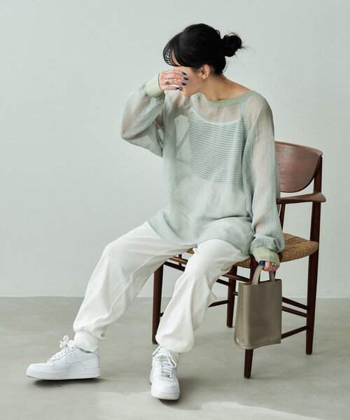 FREAK'S STORE（フリークスストア）の「限定展開　シワ加工 シアー ラグラン クルーネックプルオーバー（シャツ/ブラウス・レディース・ライトグレー/ブラック/オフホワイト/モカ・ﾌﾘ-）」の18枚目の写真