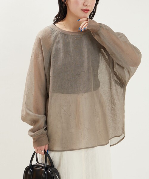 FREAK'S STORE（フリークスストア）の「限定展開　シワ加工 シアー ラグラン クルーネックプルオーバー（シャツ/ブラウス・レディース・ライトグレー/ブラック/オフホワイト/モカ・ﾌﾘ-）」の21枚目の写真