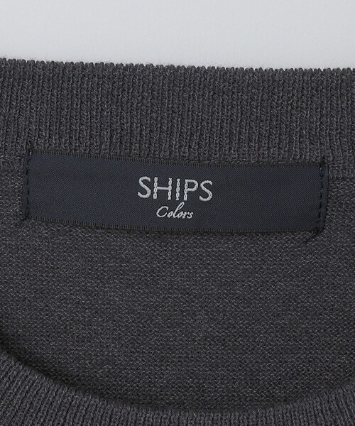 SHIPS Colors（シップス カラーズ）の「SHIPS Colors:〈洗濯機可能〉14G 天竺 クルーネック ニット（ニット/セーター・メンズ・カーキ/ネイビー/ダークグレー/ライトブルー・LARGE/MEDIUM/X-LARGE）」の8枚目の写真