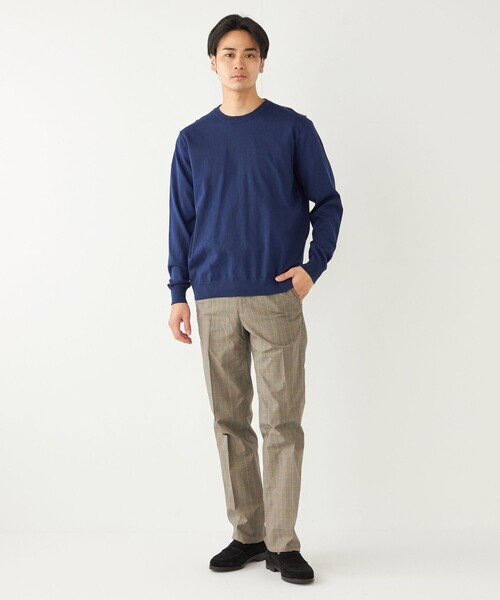 SHIPS Colors（シップス カラーズ）の「SHIPS Colors:〈洗濯機可能〉14G 天竺 クルーネック ニット（ニット/セーター・メンズ・カーキ/ネイビー/ダークグレー/ライトブルー・LARGE/MEDIUM/X-LARGE）」の14枚目の写真