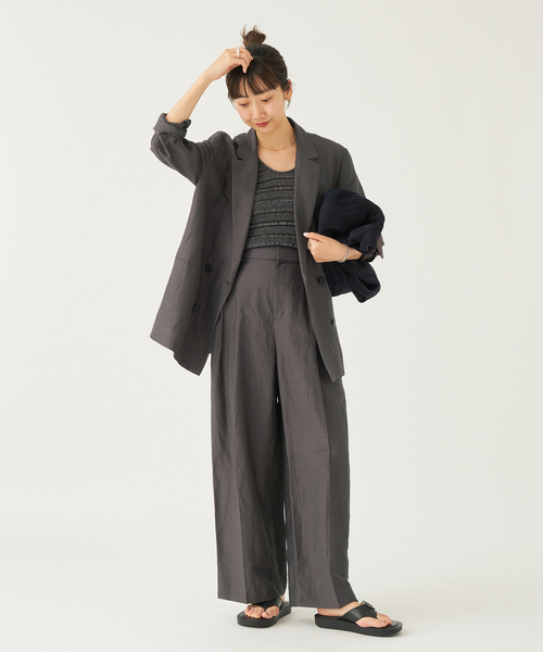 セール】VIS/LINEN TUCK WIDE パンツ（スラックス）｜Plage