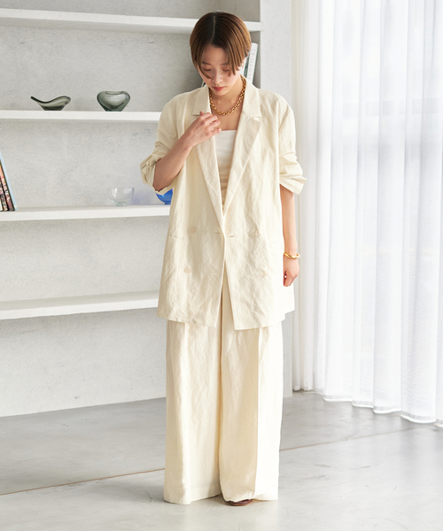 Plage　VIS/LINEN TUCK WIDE パンツ セール】VIS/LINEN TUCK WIDE パンツ（スラックス）｜Plage
