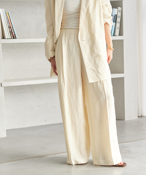 【お気にいる】 セール】VIS/LINEN TUCK パンツ（スラックス）｜Plage WIDE パンツ