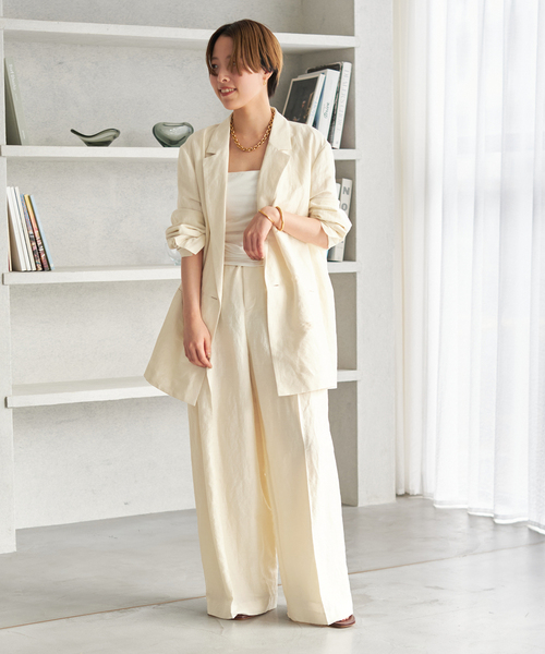 Plage　VIS/LINEN TUCK WIDE パンツ セール】VIS/LINEN TUCK WIDE パンツ（スラックス）｜Plage