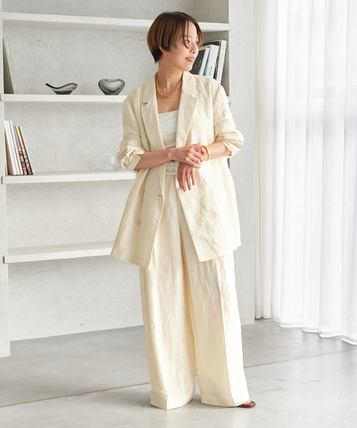 セール】VIS/LINEN TUCK WIDE パンツ（スラックス）｜Plage