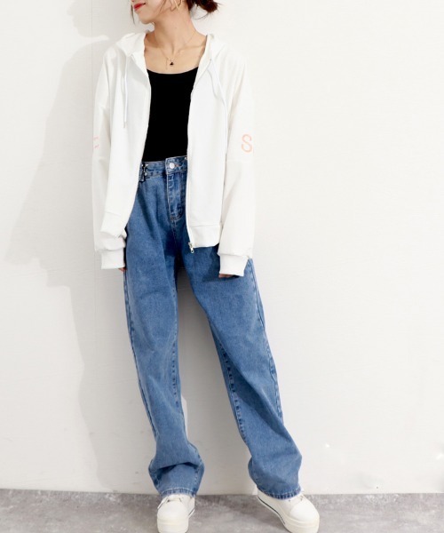 Miniministore(ミニミニストア)の「フルジップ フーディー レディース 薄手(パーカー・レディース・オフホワイト/ブラック/オレンジ・FREE)」の14枚目の写真