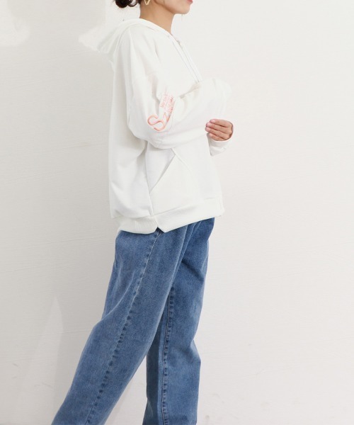 Miniministore(ミニミニストア)の「フルジップ フーディー レディース 薄手(パーカー・レディース・オフホワイト/ブラック/オレンジ・FREE)」の16枚目の写真