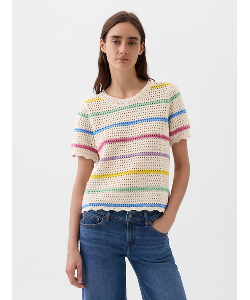 GAP（ギャップ）の「クロシェニット セーター（ニット/セーター・レディース・ホワイト/ピンク/ブラック/マルチ/ネイビー・XXS/XL/S/L/XS/M）」の5枚目の写真