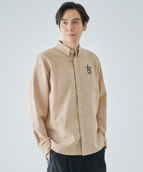 Arnold Palmer（アーノルドパーマー）の「ワッフルガーゼ スターモチーフ シェア シャツ（シャツ/ブラウス・レディース・ネイビー/ホワイト/ベージュ・L/LL/M/S/XS）」の2枚目の写真