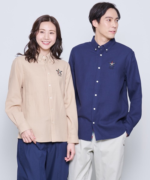 Arnold Palmer（アーノルドパーマー）の「ワッフルガーゼ スターモチーフ シェア シャツ（シャツ/ブラウス・レディース・ネイビー/ホワイト/ベージュ・L/LL/M/S/XS）」の3枚目の写真