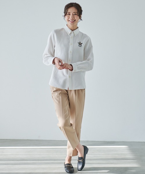 Arnold Palmer（アーノルドパーマー）の「ワッフルガーゼ スターモチーフ シェア シャツ（シャツ/ブラウス・レディース・ネイビー/ホワイト/ベージュ・L/LL/M/S/XS）」の12枚目の写真