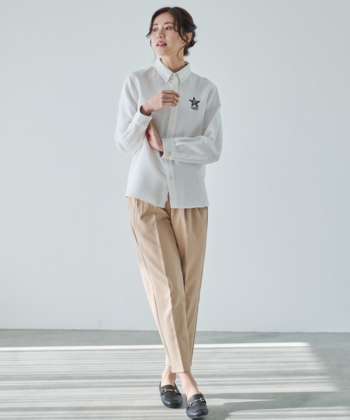 Arnold Palmer（アーノルドパーマー）の「ワッフルガーゼ スターモチーフ シェア シャツ（シャツ/ブラウス・レディース・ネイビー/ホワイト/ベージュ・L/LL/M/S/XS）」の20枚目の写真