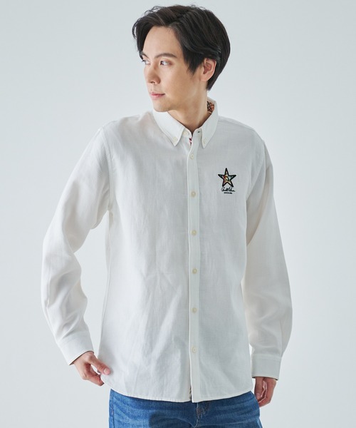 Arnold Palmer（アーノルドパーマー）の「ワッフルガーゼ スターモチーフ シェア シャツ（シャツ/ブラウス・レディース・ネイビー/ホワイト/ベージュ・L/LL/M/S/XS）」の16枚目の写真