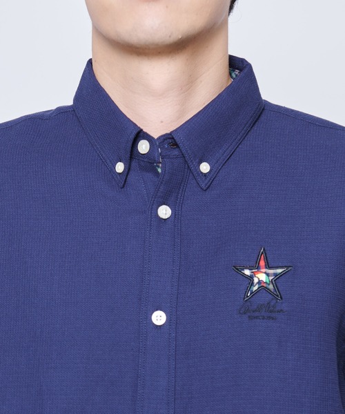 Arnold Palmer（アーノルドパーマー）の「ワッフルガーゼ スターモチーフ シェア シャツ（シャツ/ブラウス・レディース・ネイビー/ホワイト/ベージュ・L/LL/M/S/XS）」の4枚目の写真