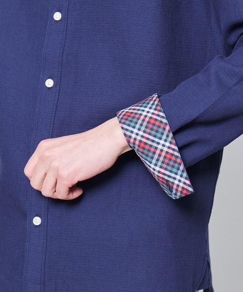 Arnold Palmer（アーノルドパーマー）の「ワッフルガーゼ スターモチーフ シェア シャツ（シャツ/ブラウス・レディース・ネイビー/ホワイト/ベージュ・L/LL/M/S/XS）」の5枚目の写真